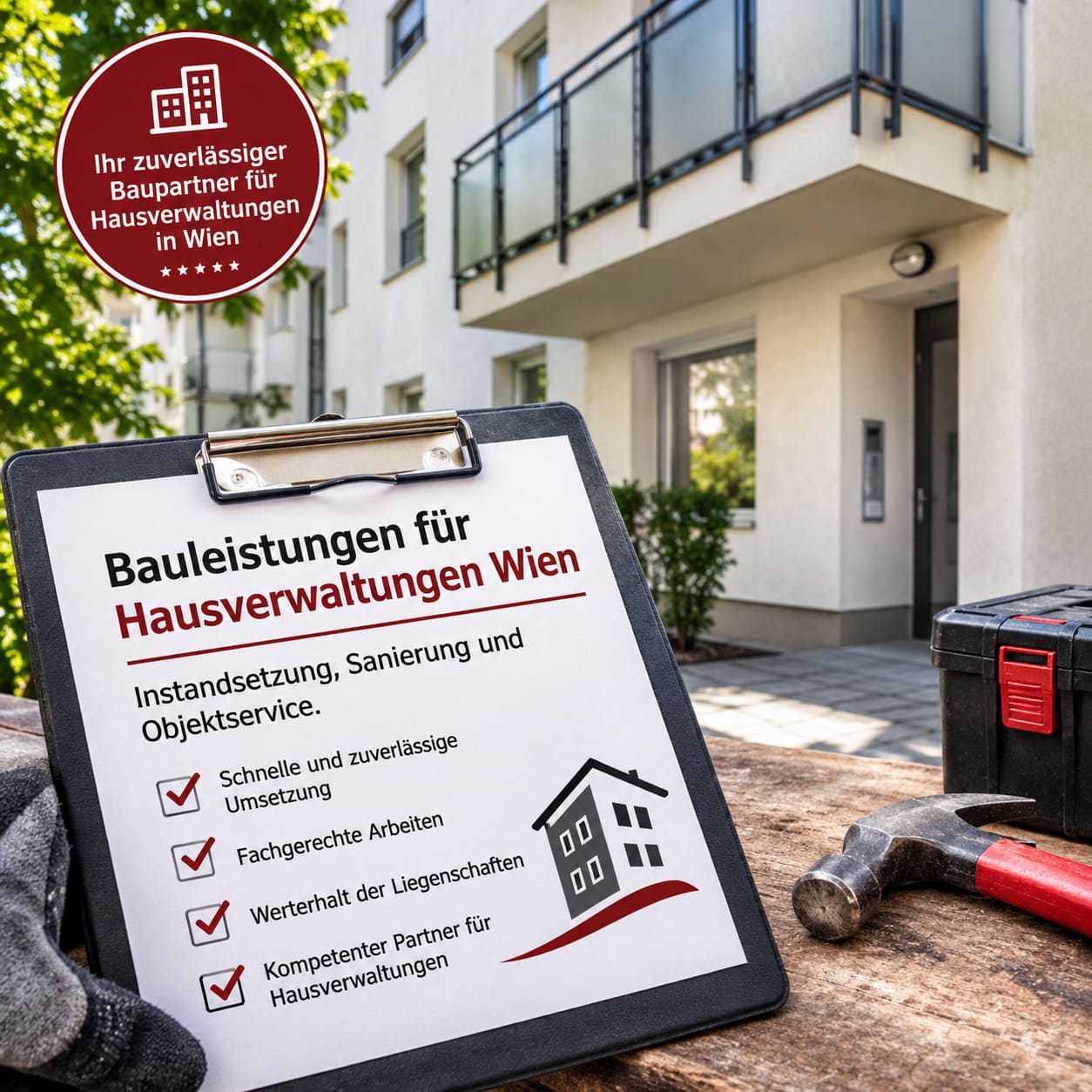 Bauleistungen für Hausverwaltungen Wien – verwaltetes Wohnhaus mit Mängelliste und Instandsetzung
