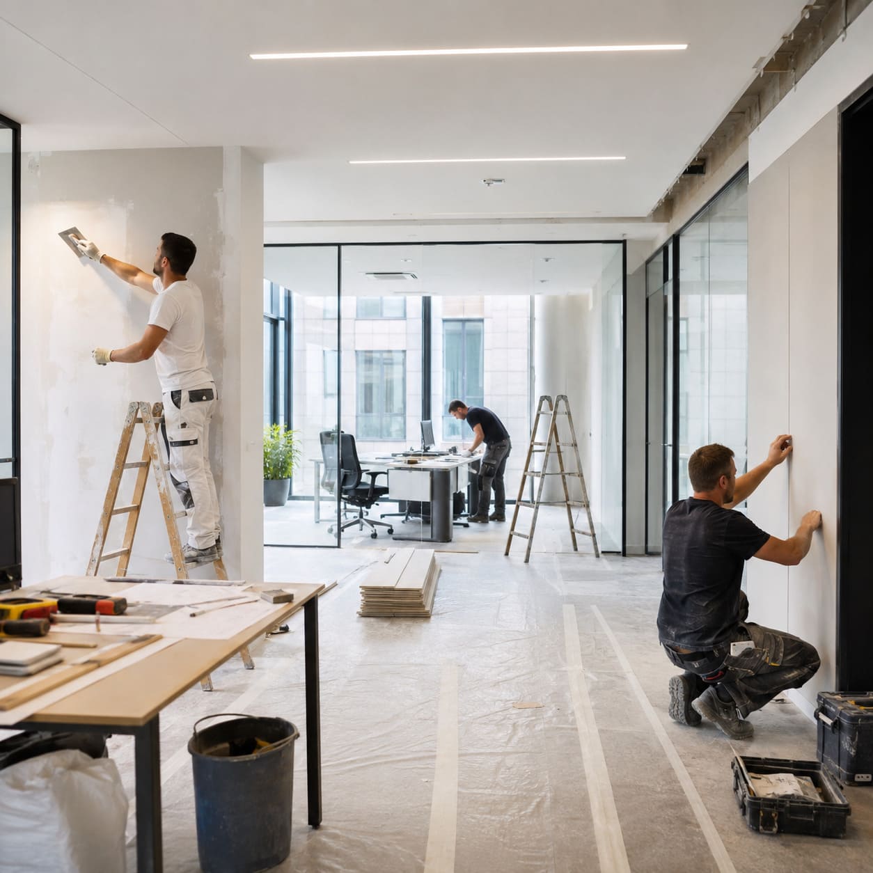 Bürosanierung Wien – Modernisierung einer bestehenden Bürofläche mit Grundriss und Arbeitsbereichen Bürosanierung Wien – Modernisierung einer bestehenden Bürofläche mit Grundriss und Arbeitsbereichen
