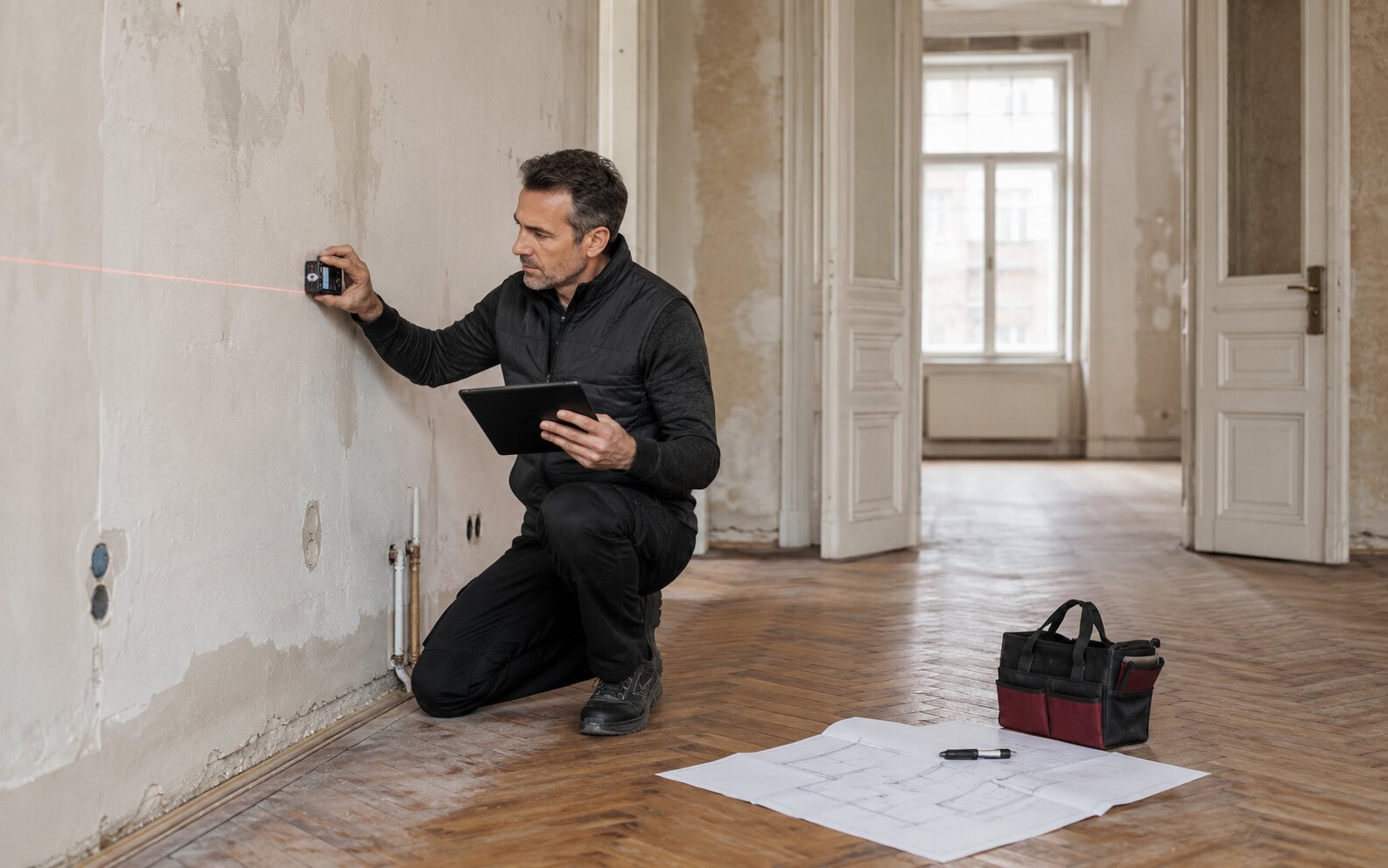 Bestandsaufnahme mit Aufmaß und Fotodokumentation Checkliste für Wohnungssanierung in Wien während der Bestandsaufnahme