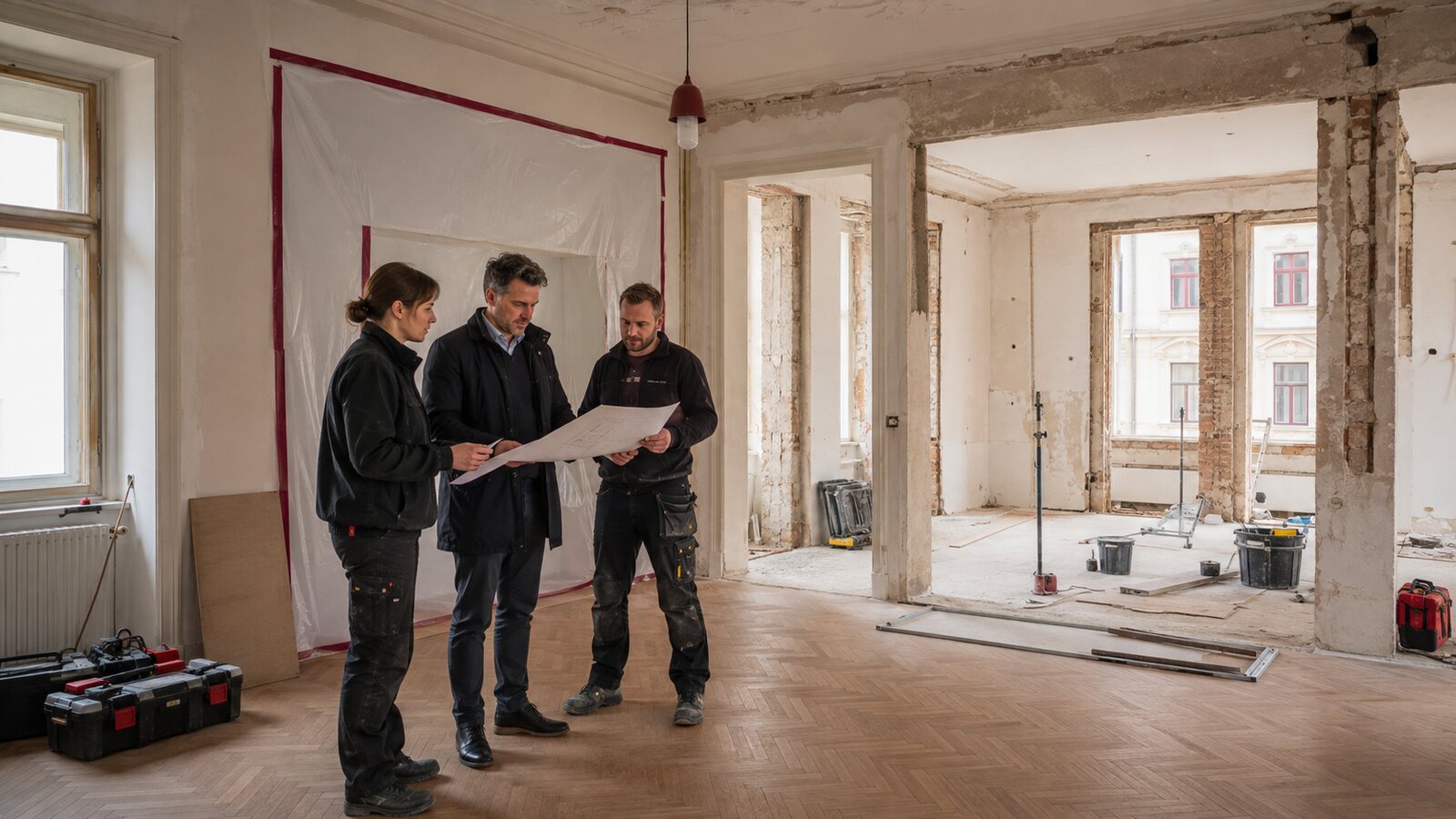 Sanierungsumfang für eine Wohnung in Wien richtig festlegen Teilsanierung oder Komplettsanierung einer Wiener Altbauwohnung im direkten Projektvergleich